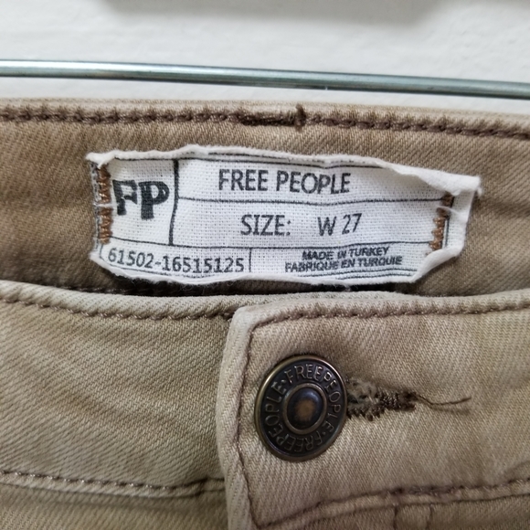 Free People Women Jeans Beige Raw Fringe Cropped Skinny Pants Sz 27 Distressed - Picture 11 of 13